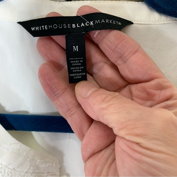 White House Black Market Smocked Blouson Dress Ivory M Sheer Romantic Feminine - Picture 11 of 16